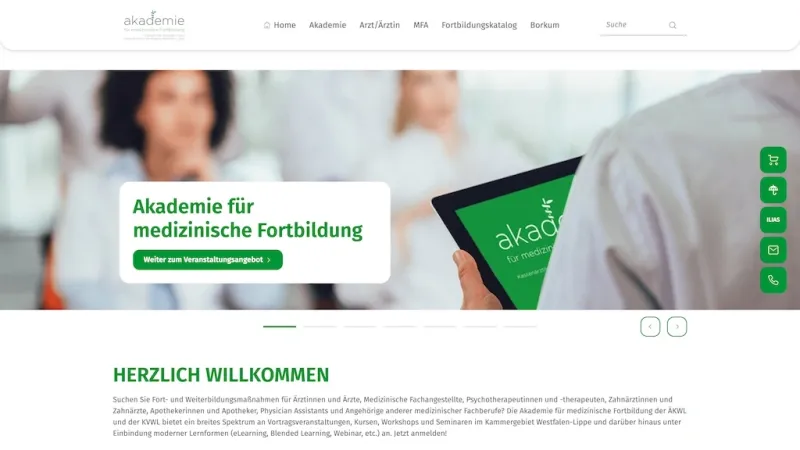Screenshot of the Akademie WL homepage