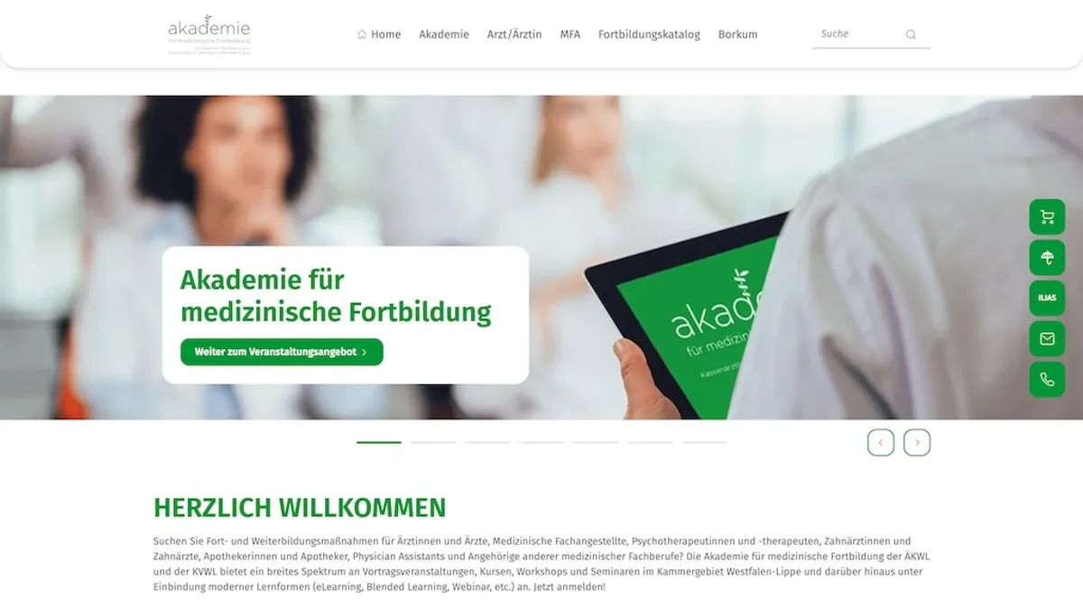Screenshot of the Akademie WL homepage
