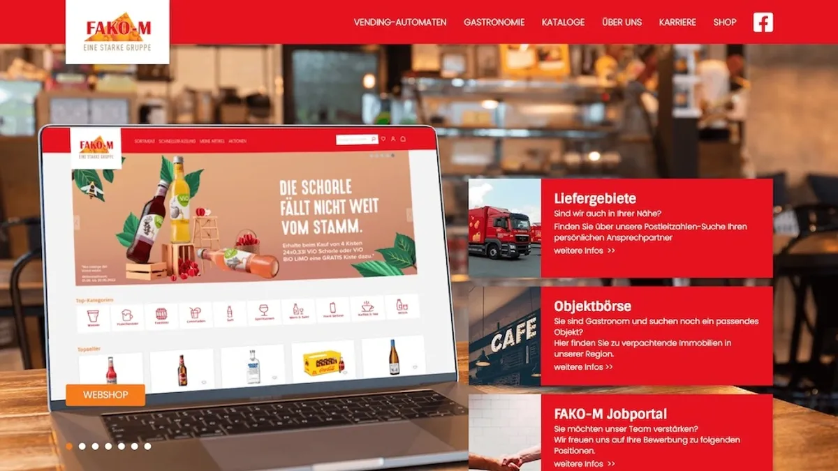 Screenshot of the Fako M homepage