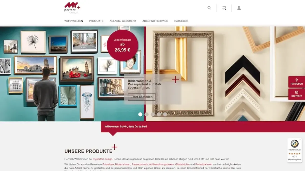 Screenshot of the Myperfect Design homepage