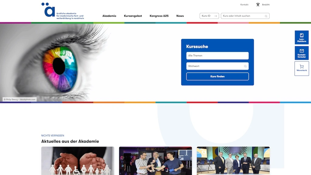 Screenshot of the Akademie Nordrhein homepage