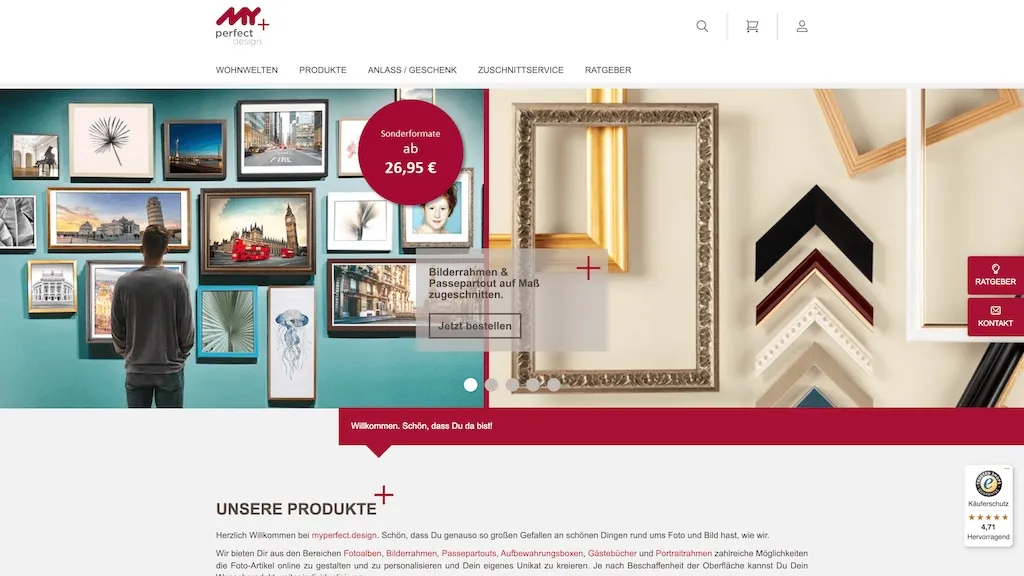 Screenshot of the Myperfect Design homepage