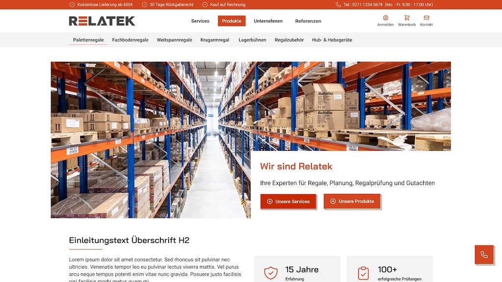 Screenshot of the Relatek GmbH homepage